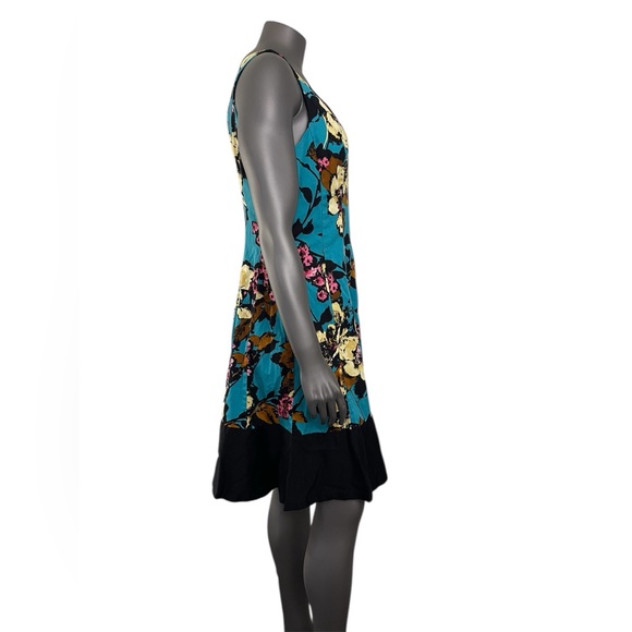 Nine West Dress 14 Floral V-Neck Fit n Flare Multicolor Cotton V Neck - Picture 3 of 13